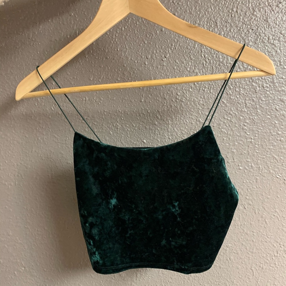 Garage Green Velvet Crop Top